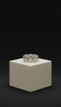 Polished silver chain-link men's ring
