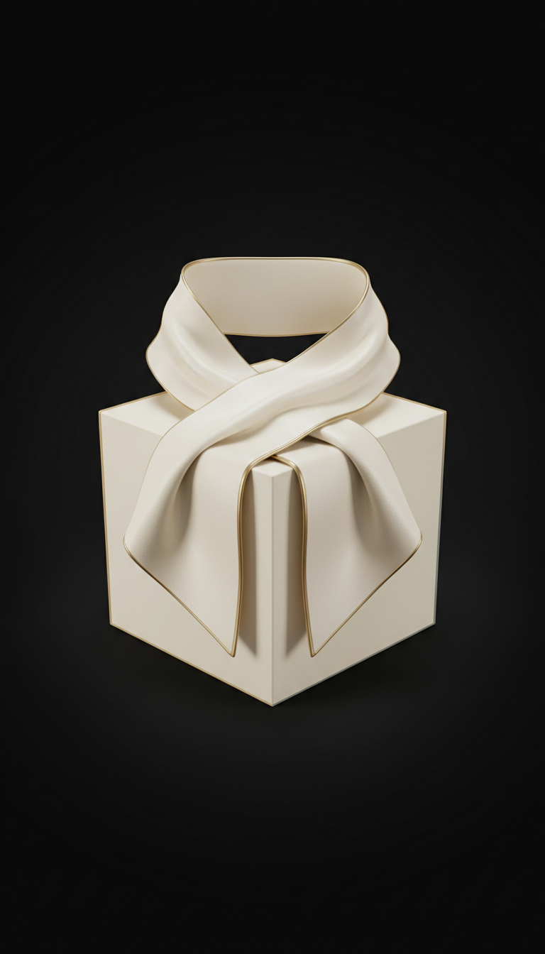 Ivory silk logo scarf